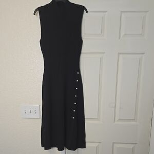 I.N.C. Black Sleeveless Dress with Button Detail